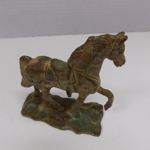 VTG CAST IRON HORSE SCULPTURE STATUE FIGURINE on Base 5x5 Solid Heavy - Picture 3 of 7